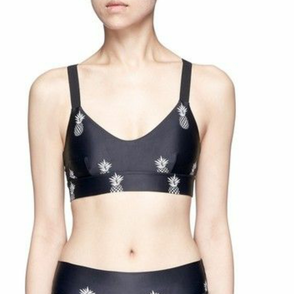 The Upside Pineapple Dance Sports Bra Black Printed 6 Small